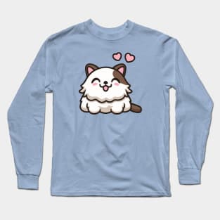 Cute Kawaii Chubby White Persian Cat Long Sleeve T-Shirt